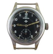 A gentleman's chrome cased Lemania WWW British military 'Dirty Dozen' manual wind wrist watch, circa