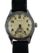 A gentleman's stainless steel WWII British Military Timor Army Trade Pattern manual wind wrist watch