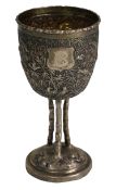 A late 19th/early 20th century Chinese white metal goblet