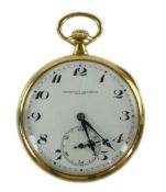 An early to mid 20th century 18ct gold Vacheron & Constantin open faced keyless lever dress pocket w