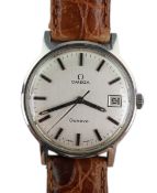 A gentleman's stainless steel Omega manual wind wrist watch