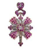 A rare ruby and diamond pendant, early 19th century