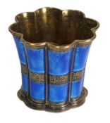 A mid 20th century Danish Anton Michelsen sterling and blue enamel beaker