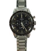 A gentleman's early 1967 stainless steel Omega Speedmaster 'Ed White' pre moon chronograph manual wi