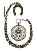 A late Victorian Horse Racing related engraved silver open faced keywind pocket watch, by J. Vickers