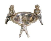 An Elizabeth II Theo Fennell silver bonbon bowl, with three cherub supports