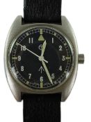 A gentleman's stainless steel tonneau cased R.A.F. 'Lost Navigator' manual wind wrist watch, one of