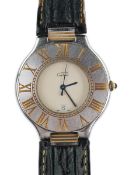 A lady's steel Must de Cartier 21 quartz wrist watch