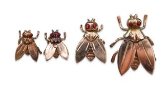 A set of four Retro gold and enamel buttons, mid 20th century