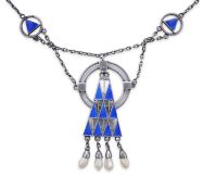 Theodor Fahrner, silver and enamel necklace, early 20th century