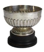 A late Victorian demi-fluted silver presentation punch bowl, by Sibray, Hall & Co