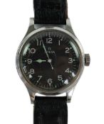 A gentleman's stainless steel Omega R.A.F. 6B/159 Pilots/Navigators manual wind wrist watch, issued