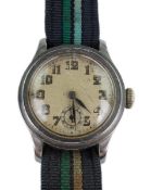 A gentleman's 1940's steel military Longines manual wind wrist watch