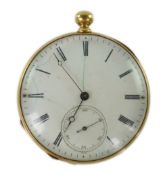 A 19th century Swiss Geil & Hess engine turned 18k open faced lever pocket watch
