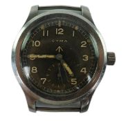 A gentleman's stainless steel Cyma W.W.W. British Military 'Dirty Dozen' manual wind wrist watch, ci