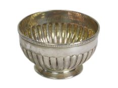 A late George III Irish demi-fluted silver sugar bowl, by James Le Bas