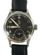 A gentleman's stainless steel Omega W.W.W. British Military 'Dirty Dozen' manual wind wrist watch, c