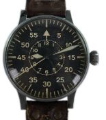 A gentleman's nickel plated brass German Laco B-UHR WWII Luftwaffe Navigators manual wind wrist watc