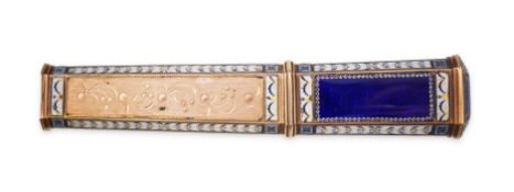 A gold and enamel etui case, probably Swiss, late 18th-19th century