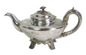 A William IV silver melon shaped teapot, by Pearce & Burrows