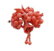 A rare coral brooch, Italy, mid 19th century