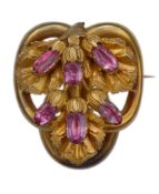 A gold and pink topaz brooch, mid 19th century