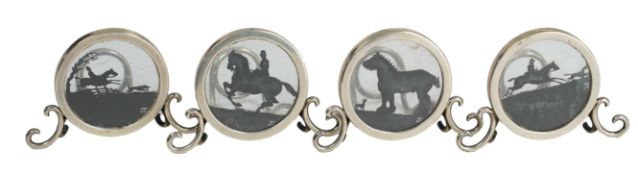 A set of four Edwardian silver menu holders, by Elkington & Co