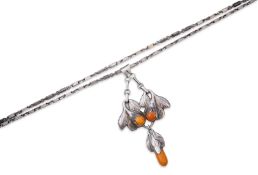 An Arts & Crafts silver and amber necklace, Denmark or Norway, mid 20th century