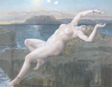 19th century, colour print, ‘Andromeda’, unsigned, 51 x 59cm, applied plaque to the gilt frame