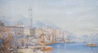 Late 19th / early 20th century School, Venetian landscape with gondolas and St Marks Square,