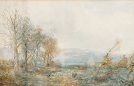 Albert Pollitt (1856-1926), 'Shepherd', signed and dated 1911, watercolour, 24 x 41cm