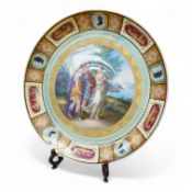 A Vienna style cabinet dish, c.1900, with central cartouche of Ulysses, Achilles and Thetis. 30cm