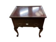 A George III mahogany lowboy, fitted with a single drawer, width 61cm, depth 46cm, height 61cm