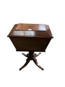A Regency mahogany work box, width 57cm, depth 36cm, height 66cm