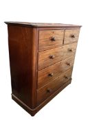 A Victorian mahogany chest, fitted two short and three long drawers, width 118cm, depth 51cm, height