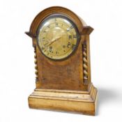 A 19th century French walnut bracket clock, the engraved brass dial signed Planchson Palais