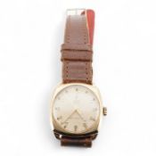 A 1950's 9ct gold Tudor Royal manual wind wrist watch, with Arabic dial, case diameter 27mm, with