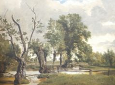 Early 20th century, Riverscape, oil on board, 36 x 48cm, ornate frame