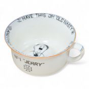 A WWII Fieldings Crown Devon novelty musical chamber pot, decorated with; No. 1 “Jerry”, Have This