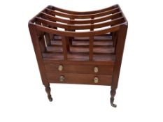 A Regency mahogany four division Canterbury with two base drawers, width 46cm, depth 36cm, height