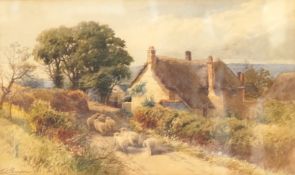 Tom Rowden (1842-1926), 'Teigh Harvey Farm, Near Shaldon, Teignmouth', signed, watercolour, 26 x
