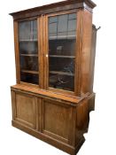 A mid Victorian mahogany library bookcase, width 154cm, depth 52cm, height 235cm