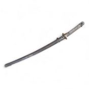 A Japanese World War II NCO‘s sword katana, regulation blade with fuller, stamped 33271,