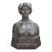 An early 20th century bronzed plaster bust 