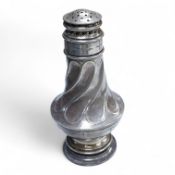 A George V Arts & Crafts silver sugar caster, by Omar Ramsden, with spiral decoration and engraved