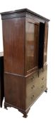 A George III satinwood banded mahogany linen press, converted to a hanging wardrobe, width 126cm,