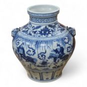 A large Chinese blue and white vase, 38cm