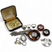 A collection of jewels, comprising: a coated topaz cluster ring in gold, stamped 9ct; a synthetic