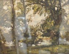 Alfred Edward Borthwick RSA (1871–1955), Landscape with trees and lake beyond, signed and dated