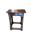 A Victorian oak joint stool, width 44cm, depth 26cm, height 52cm